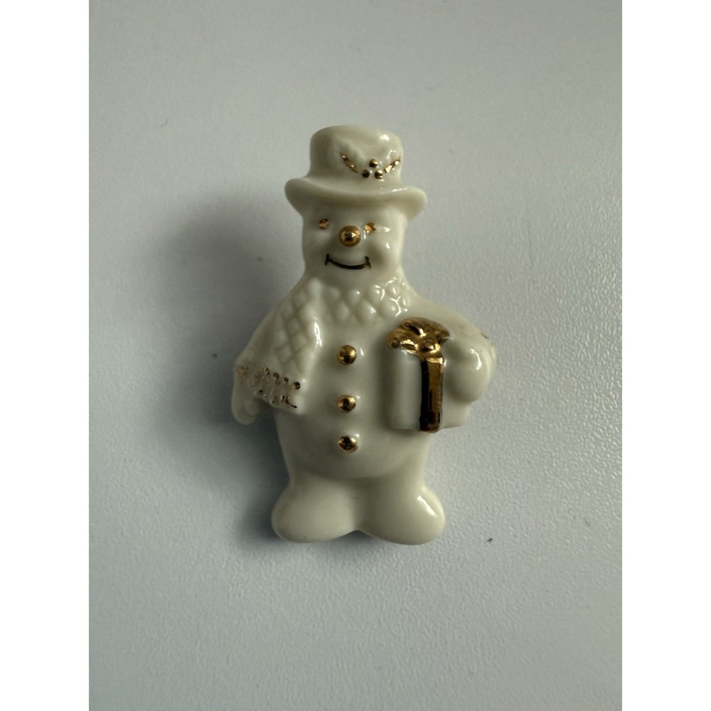 Vintage‎ LENOX China SNOWMAN Brooch Pin Gold Accents